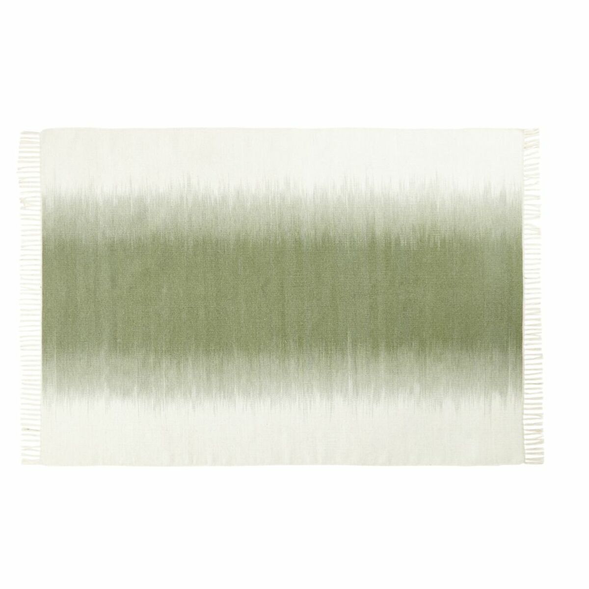 Alfombra de lana tejida color crudo y verde 160x230