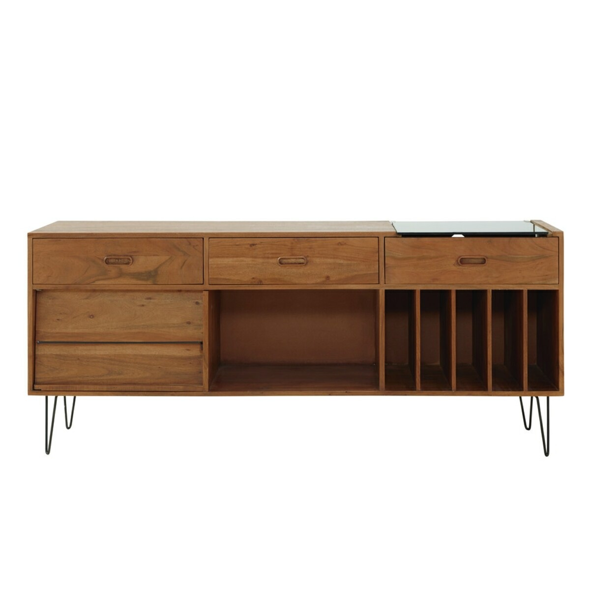 Aparador mueble de vinilos de acacia maciza