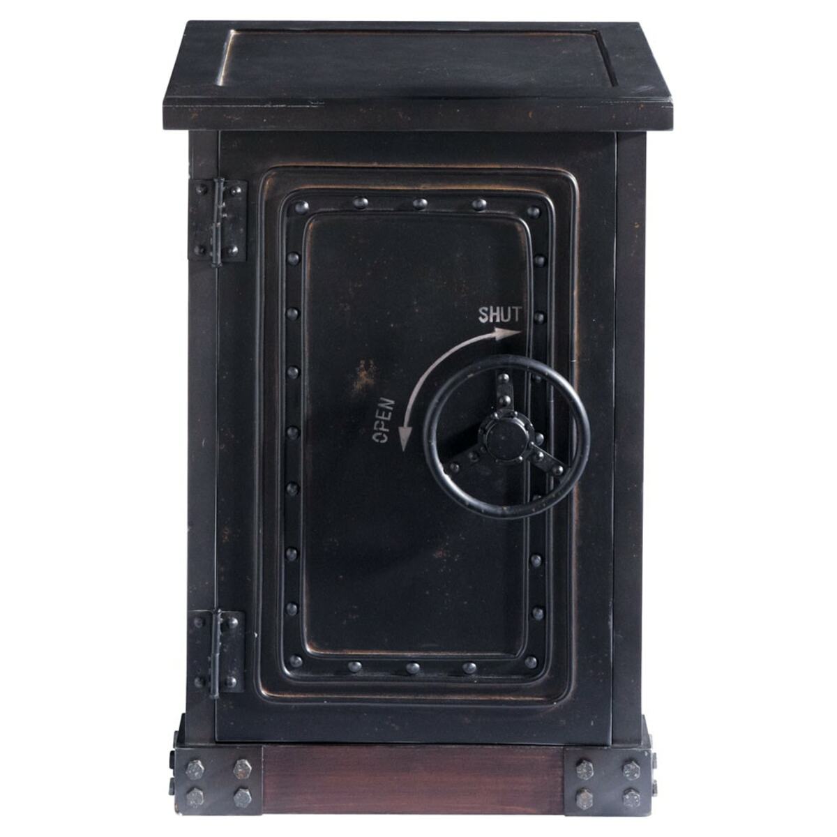 Cajonera caja fuerte de madera negra efecto envejecido An. 53 cm