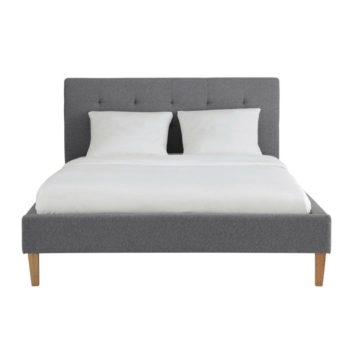 Cama 140 × 190 de tela gris