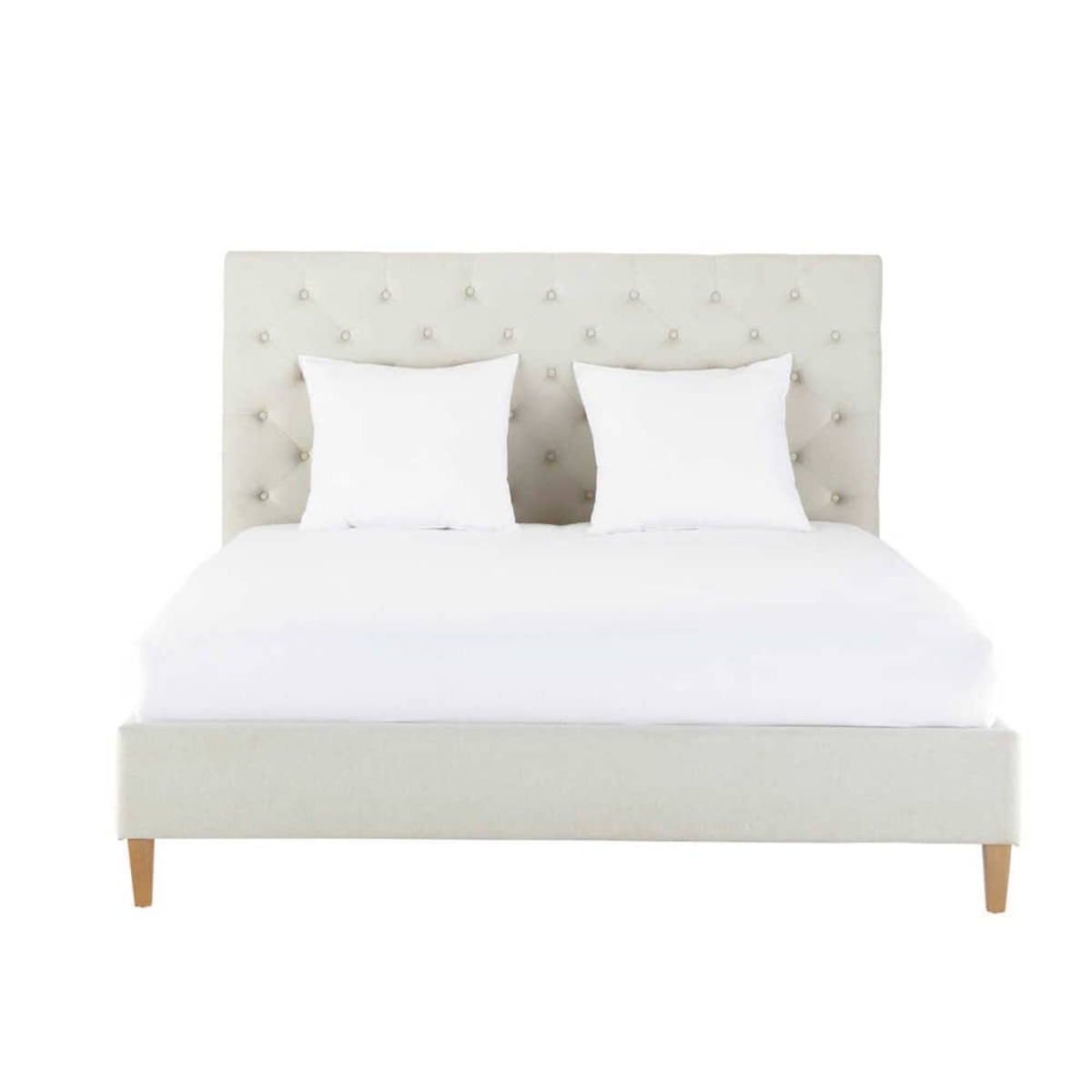Cama capitoné con somier de láminas 140x190