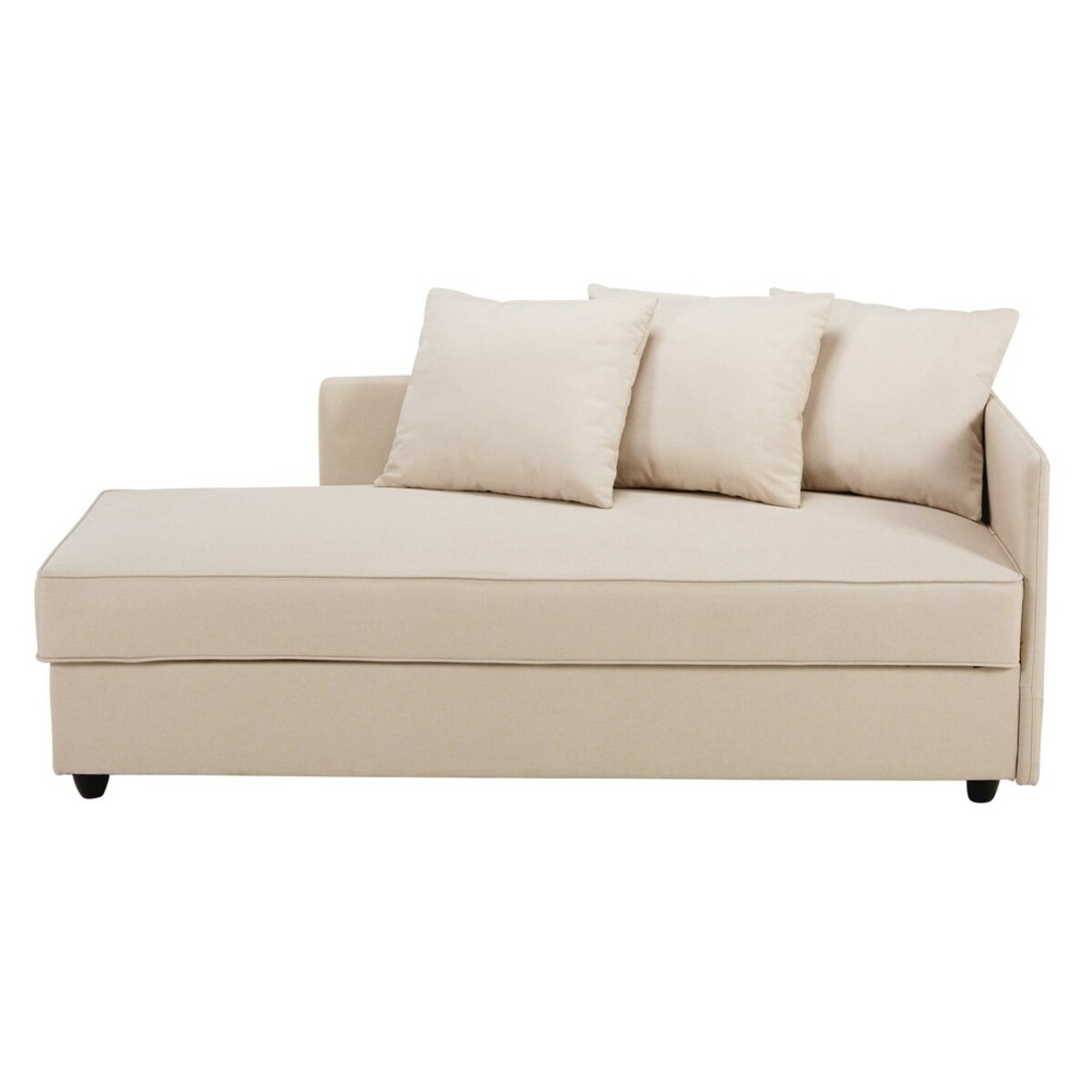 Chaise longue con almacenaje de tela beige