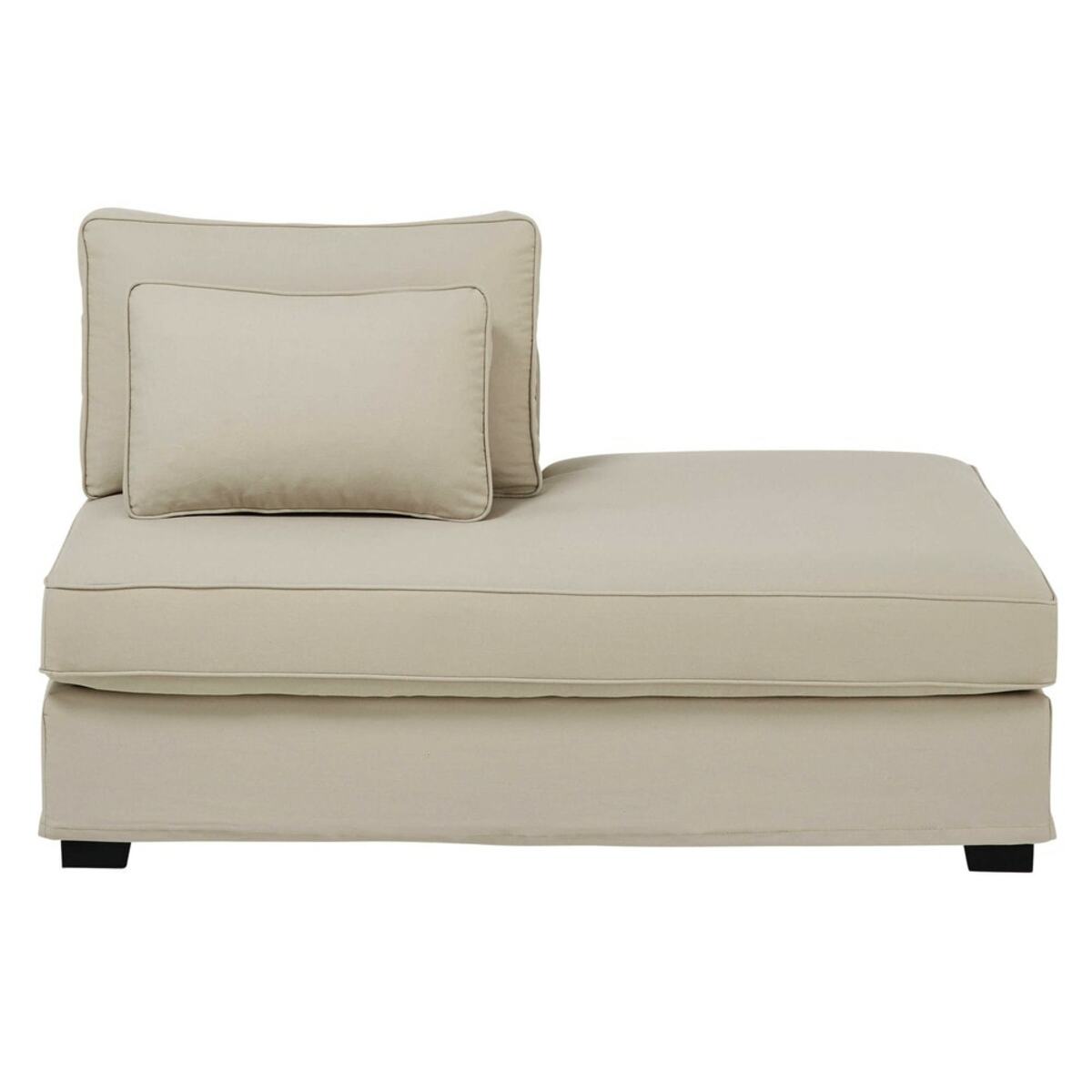 Chaise longue derecha modulable de algodón color arcilla Milano