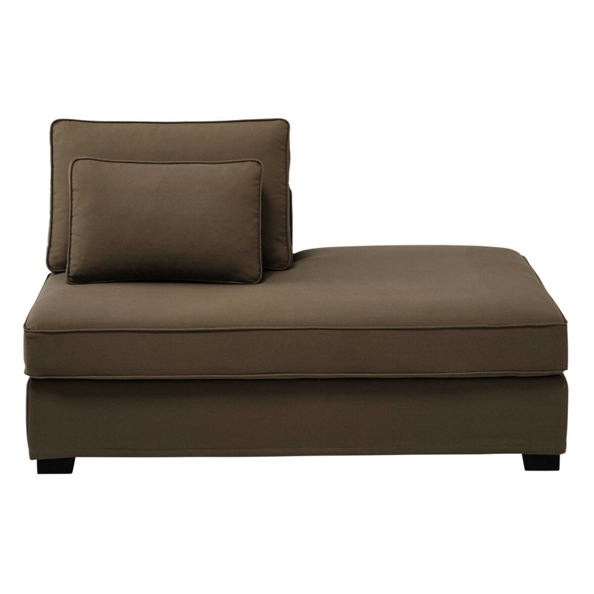 Chaise longue derecha modulable de algodón gris topo Milano