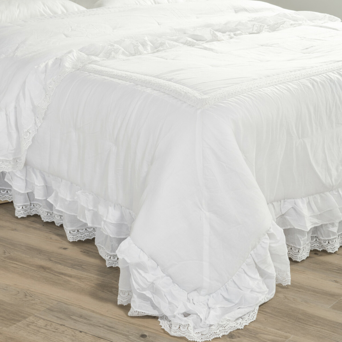 Cubrecamas de blanco algodón 240 × 260 cm
