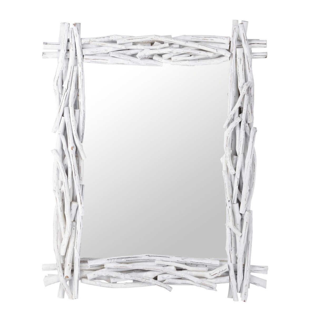 Espejo de madera de deriva blanco Al. 115 cm FJORD