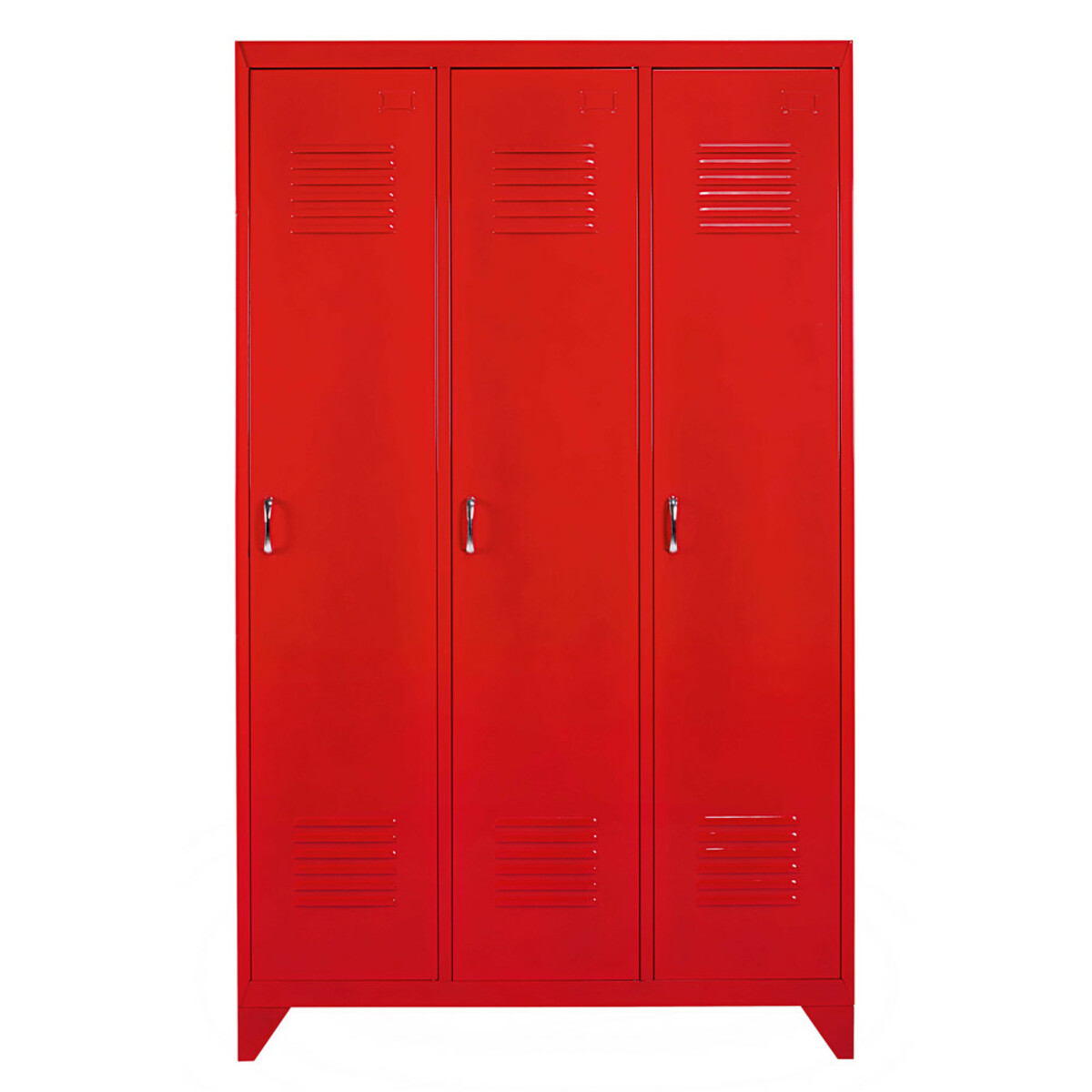 Guardarropa industrial con 3 puertas de metal rojo Loft