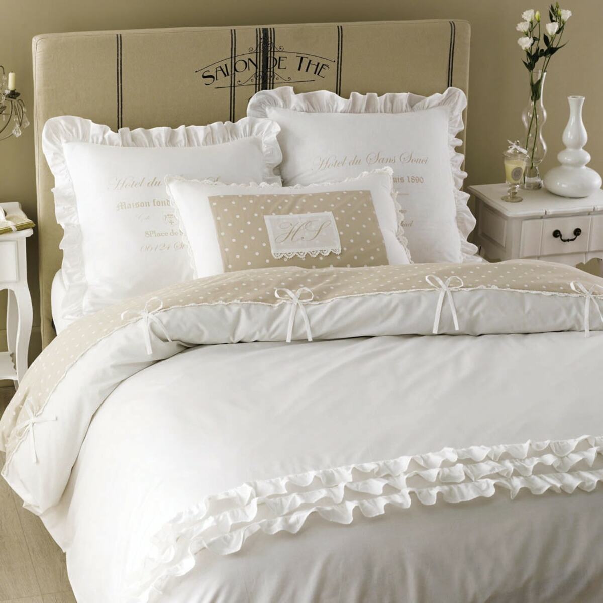 Juego de cama 220 x 240 cm de algodón blanco