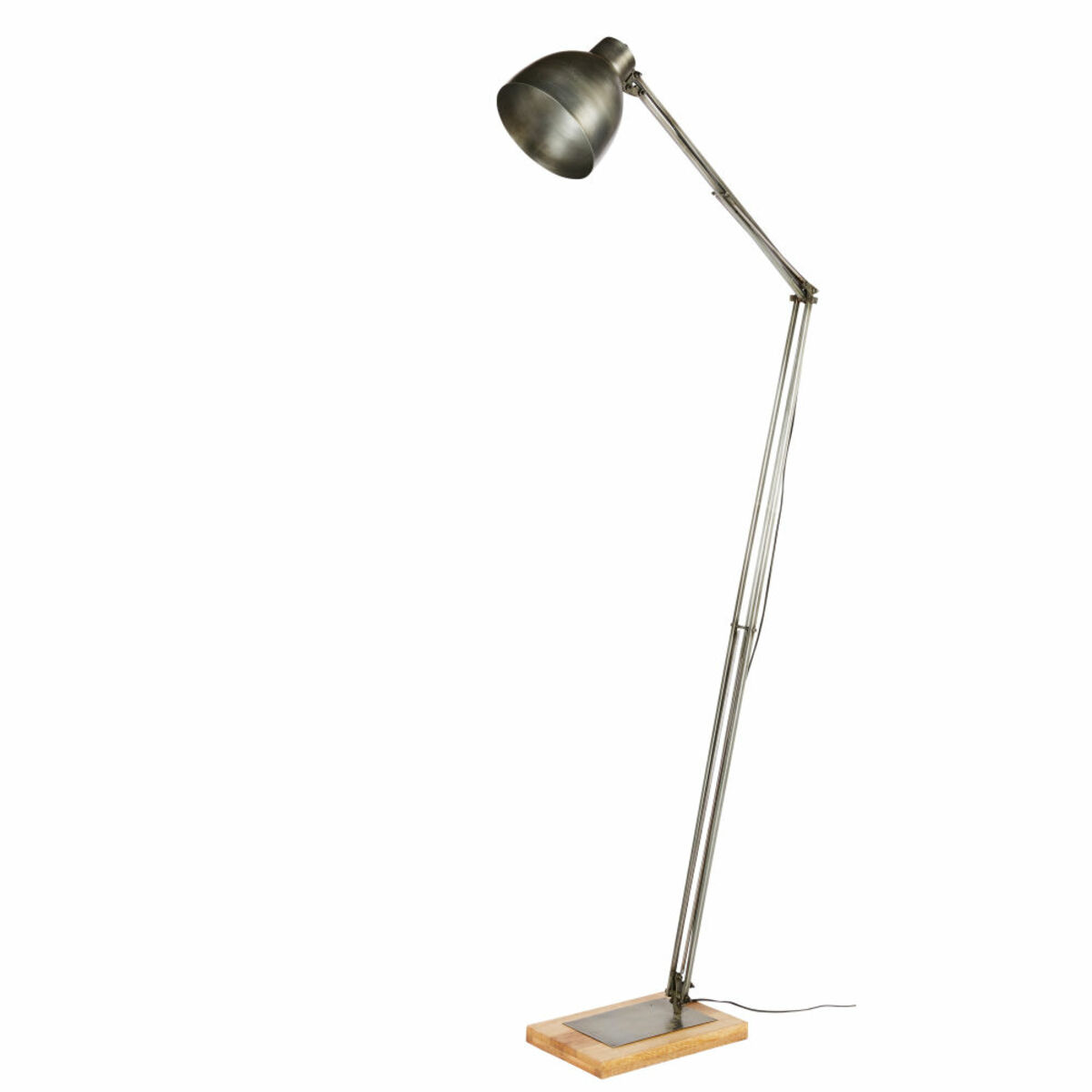 Lámpara de pie articulada de metal cepillado y mango Alt.168