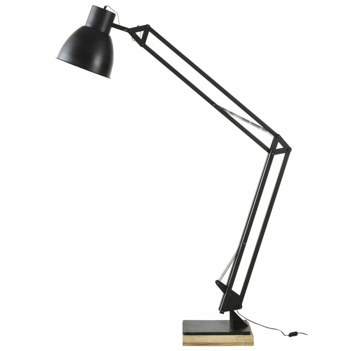 Lámpara de pie articulada de metal negro y mango Alt.180