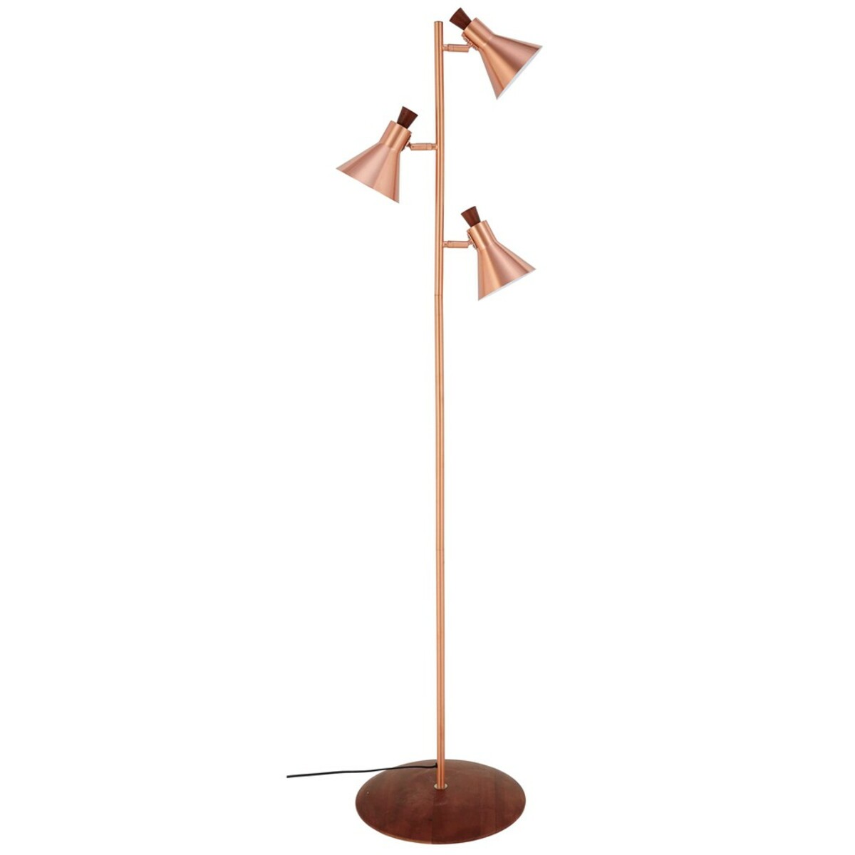 Lámpara de pie con 3 lámparas de metal cobrizo H. 173 cm