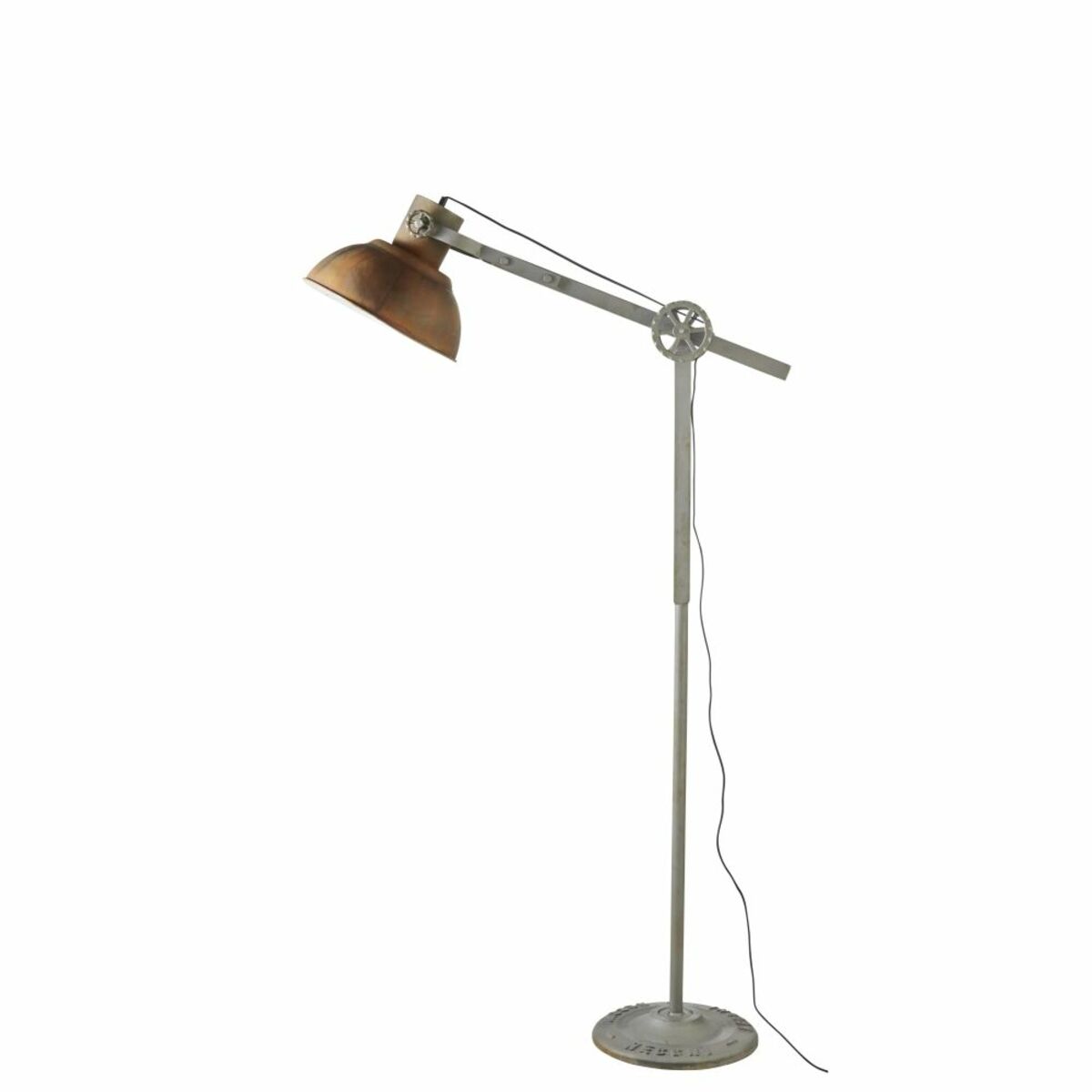 Lámpara de pie industrial articulada de metal gris con efecto óxido Alt.136