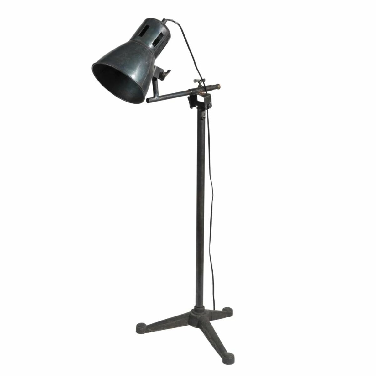 Lámpara de pie industrial regulable de metal negro Al. 125 cm TRISTAN