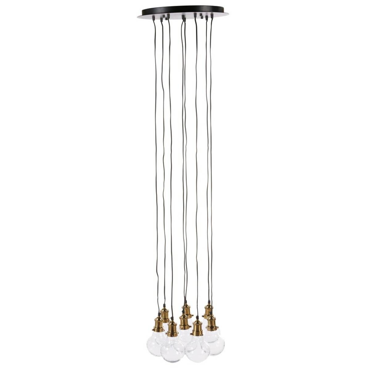 Lámpara de techo con 8 bombillas de cristal y metal dorado