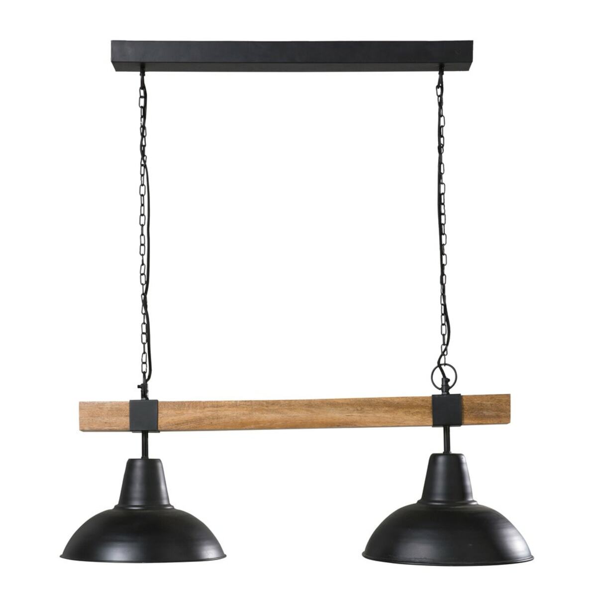 Lámpara de techo doble de metal negro y mango