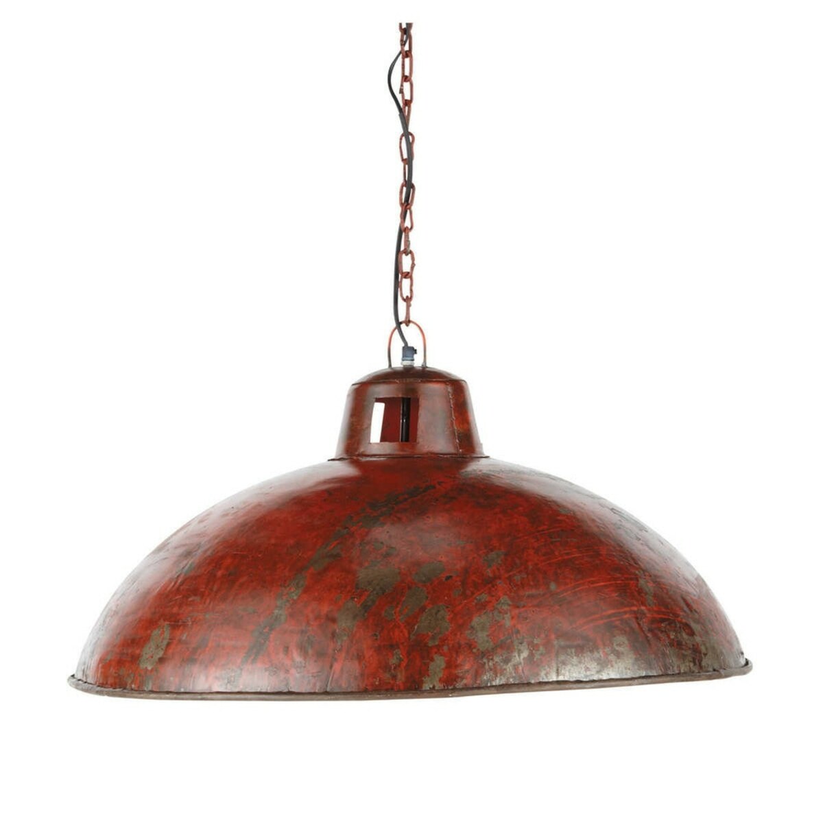 Lámpara de techo industrial de metal rojo con efecto óxido