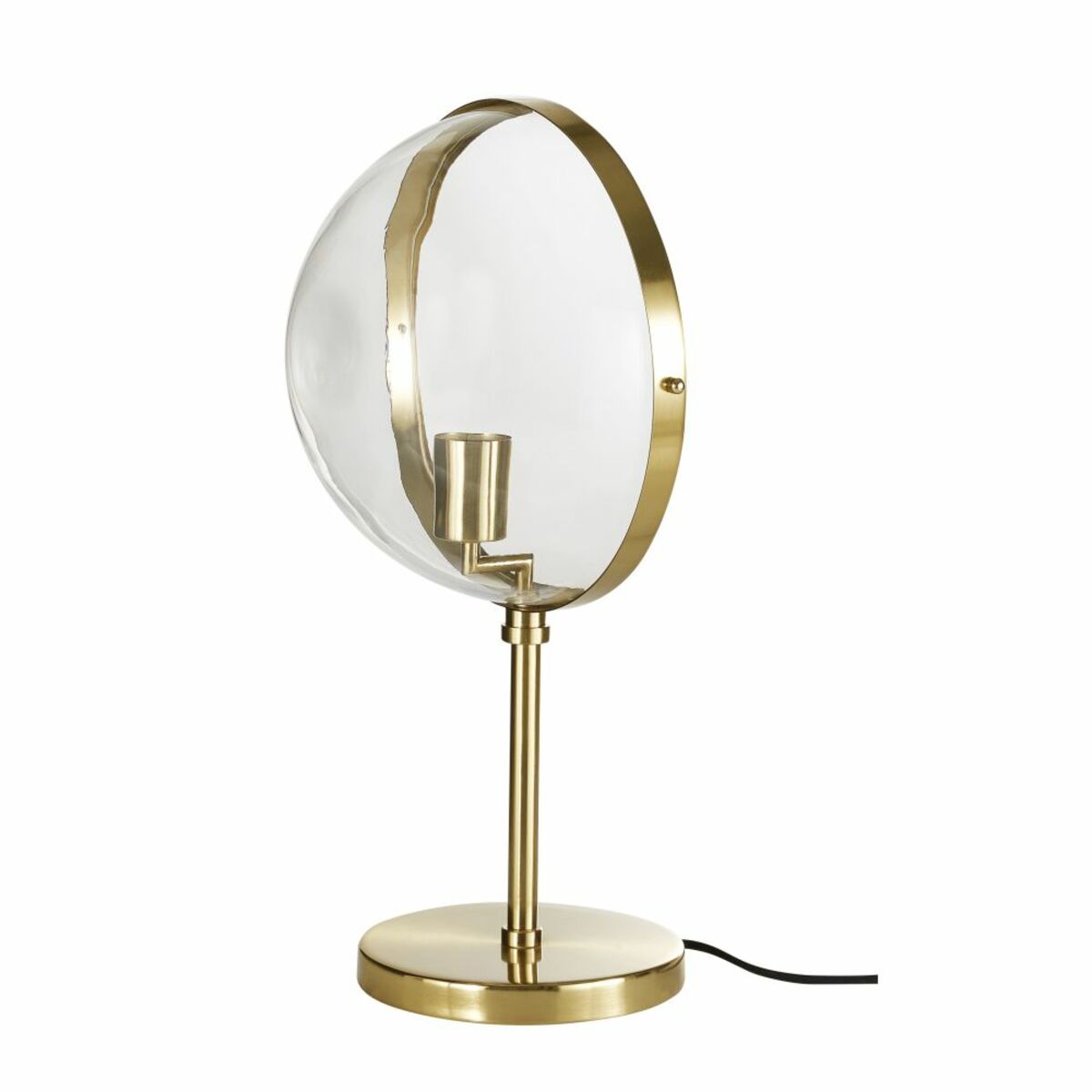 Lámpara semiesfera de cristal y metal dorado