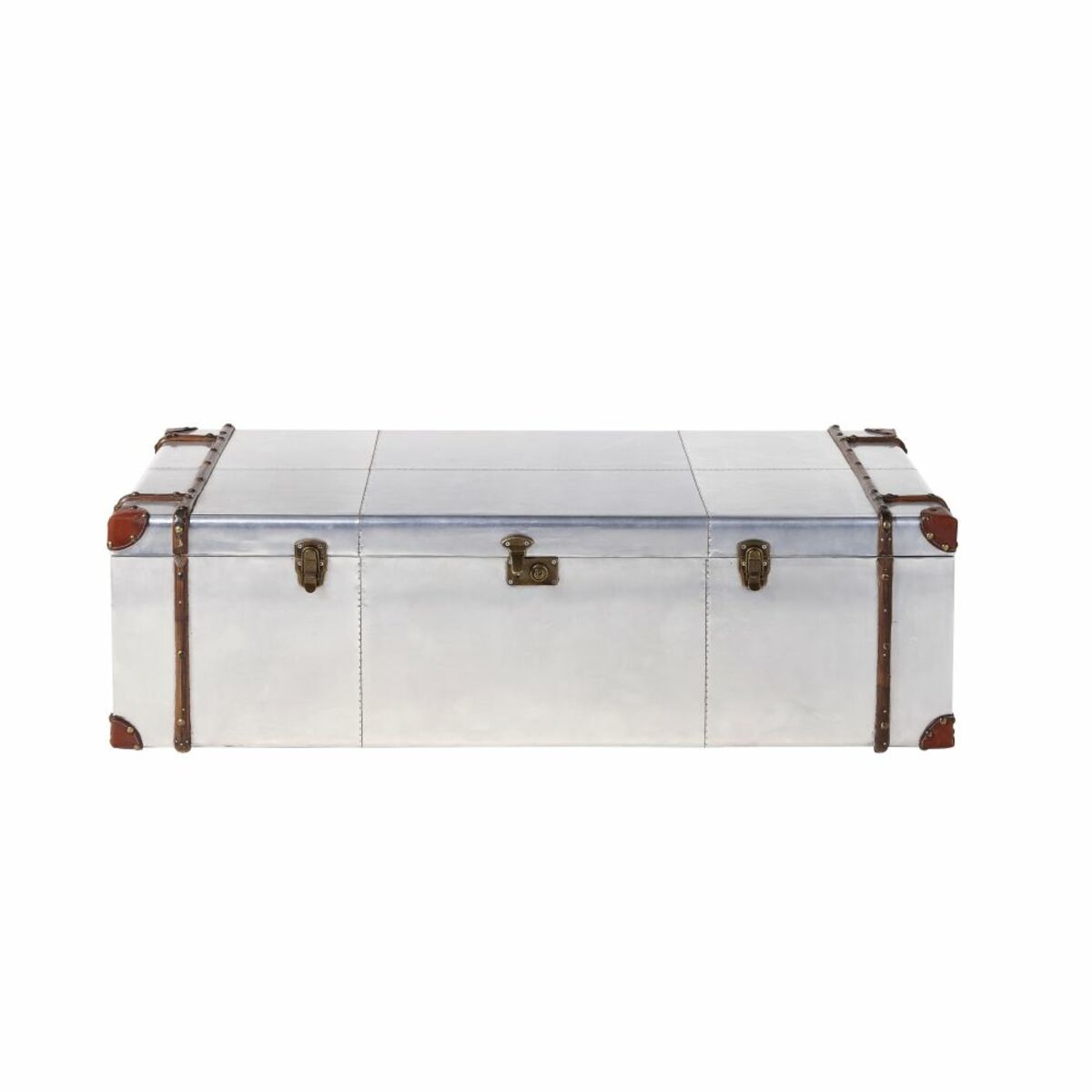 Mesa baja baúl de aluminio tachonado