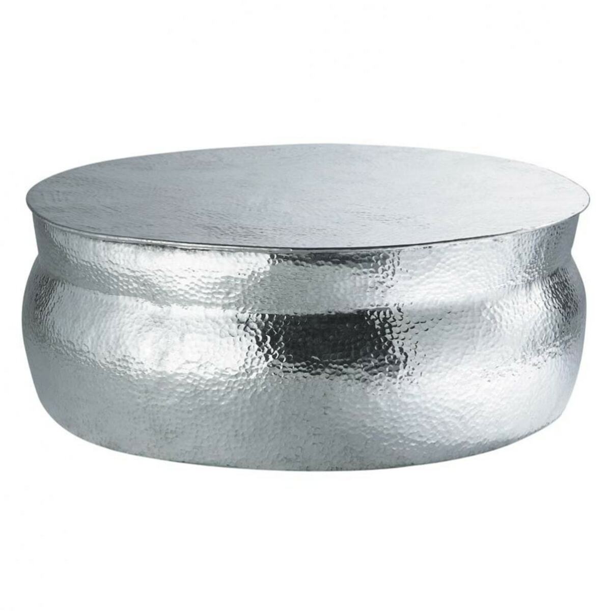 Mesa baja redonda de aluminio martillado