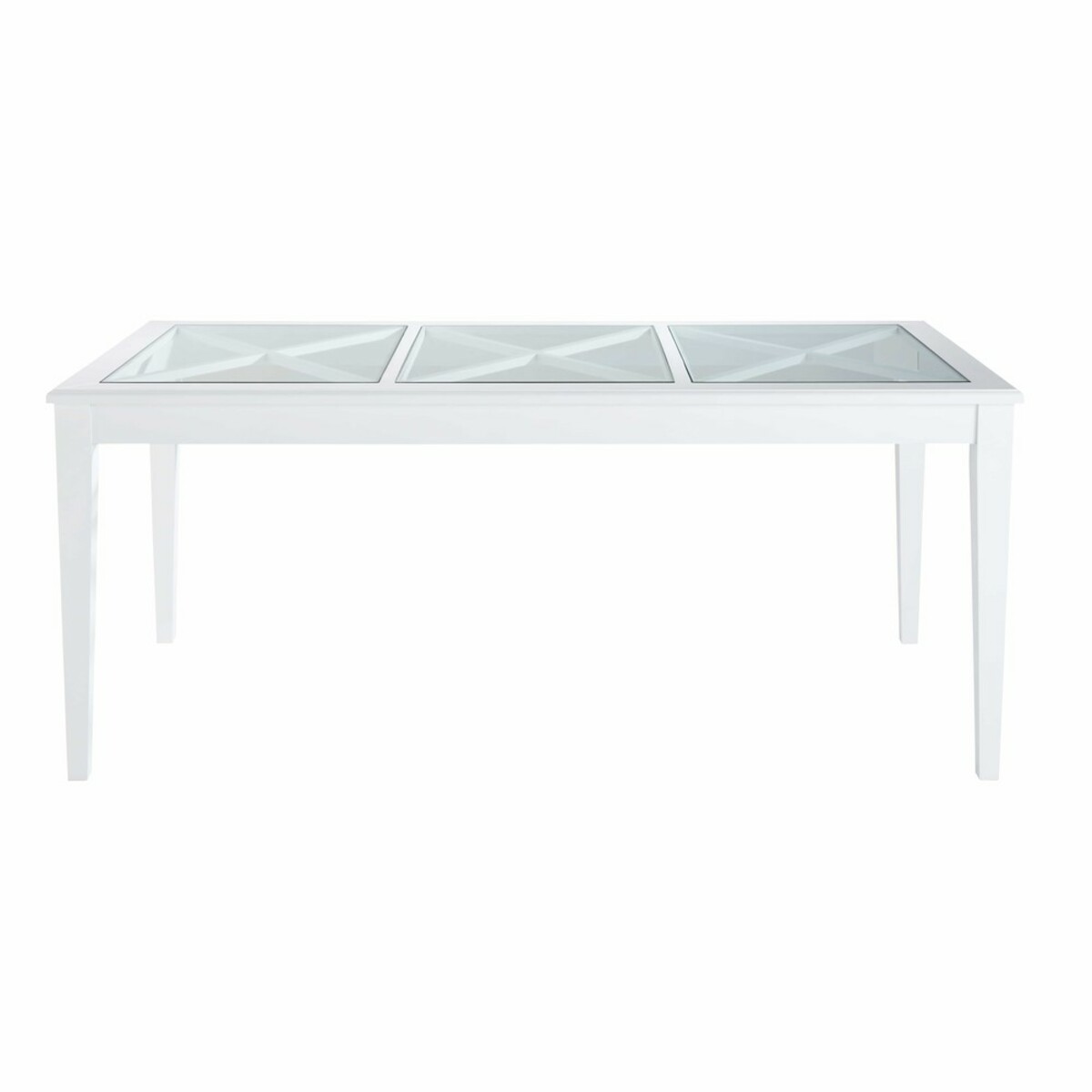 Mesa de comedor de pino blanco y vidrio templado para 8 personas L.180