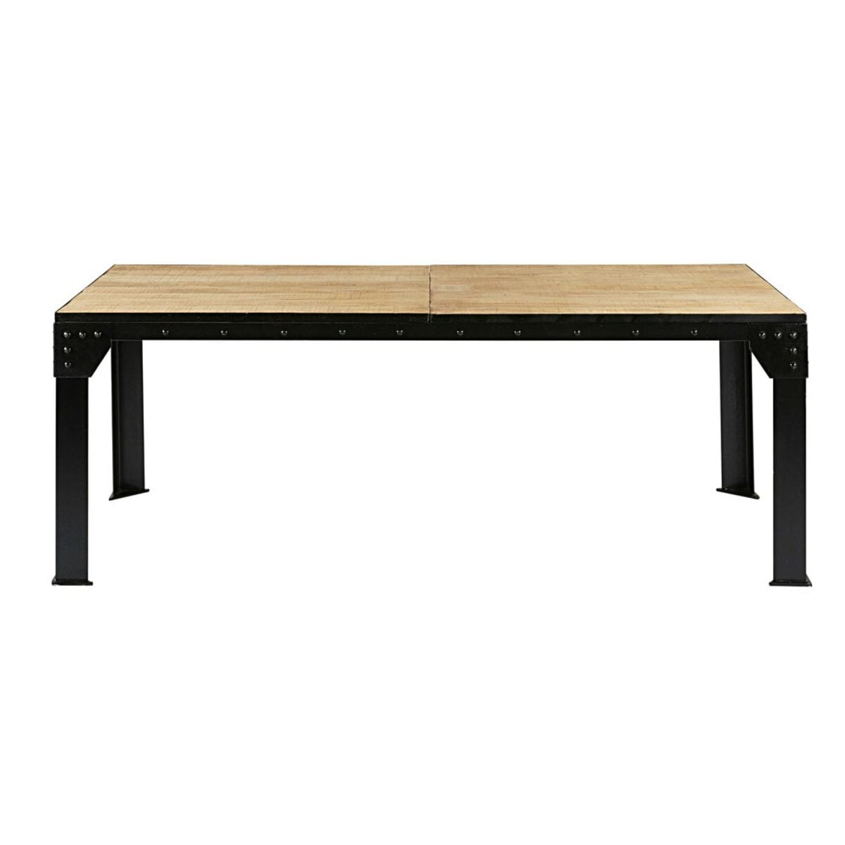 Mesa de comedor extensible de 8 a 12 personas de mango y metal negro L.200/280 cm