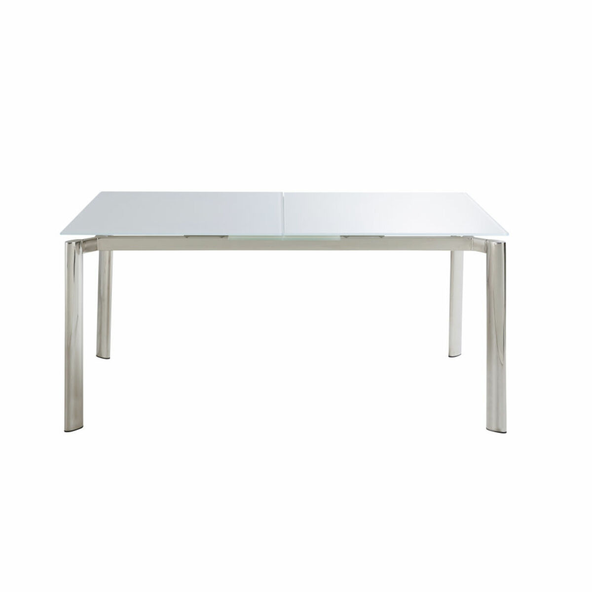 Mesa de comedor extensible de metal y cristal blanco L.160/200 para 6-8 personas Cameron