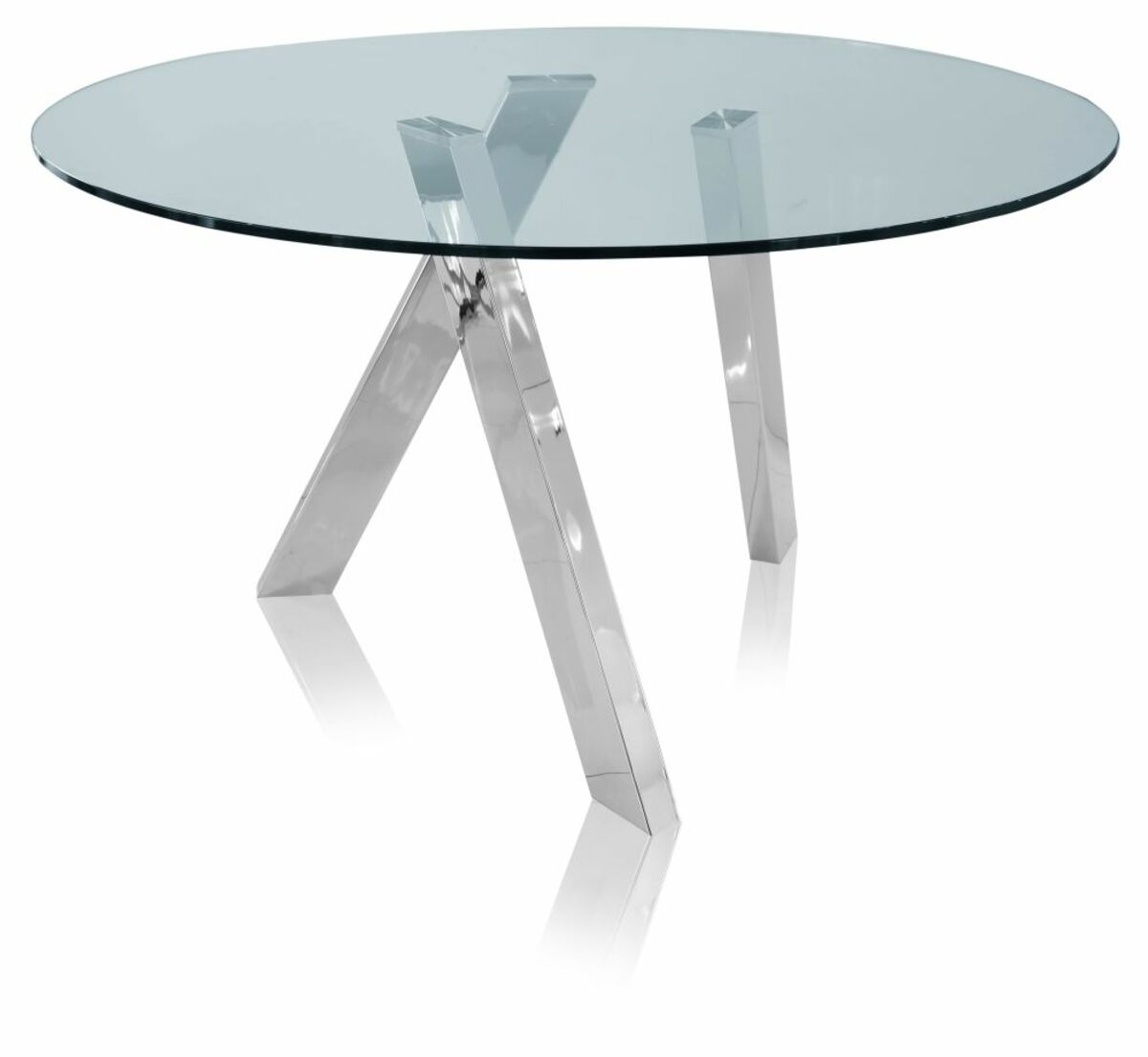 Mesa de comedor redonda para 4 personas de cristal y metal D.130