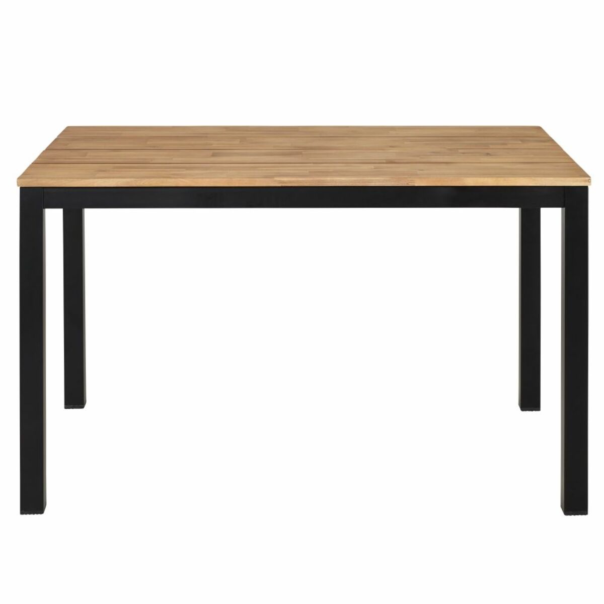 Mesa de jardín de acacia maciza y metal negro para 4/6 personas L.120