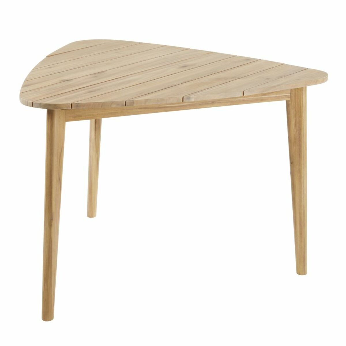 Mesa de jardín triangular de acacia maciza para 3 personas L 110