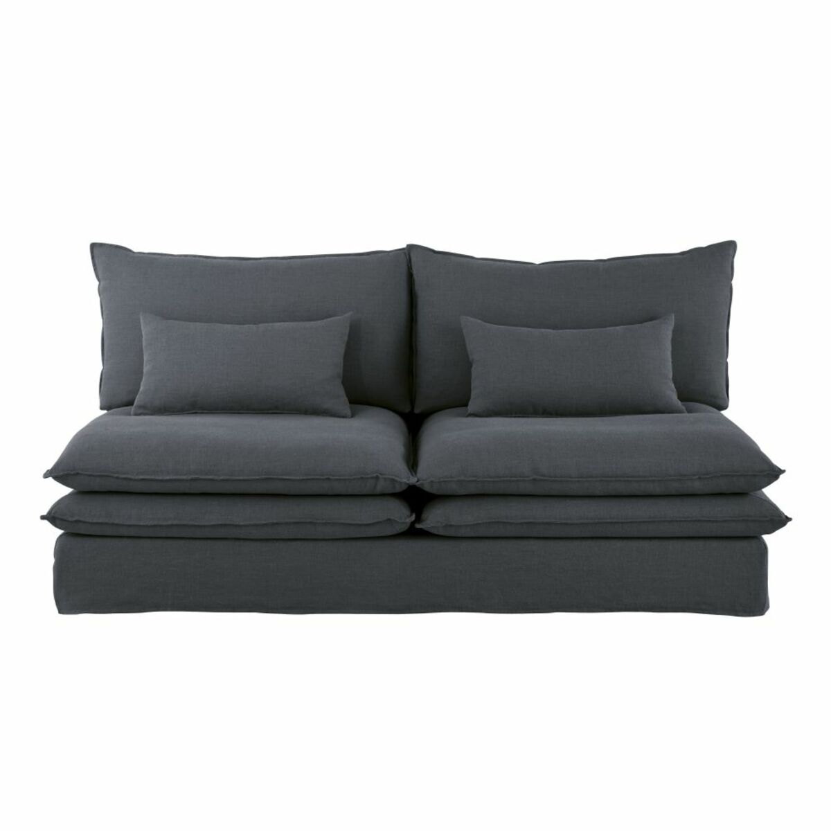 Módulo de sofá de 2 plazas de lino gris antracita Pompei