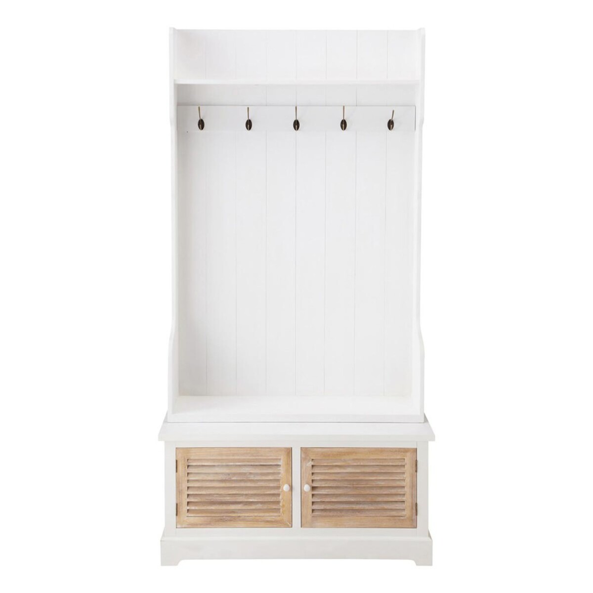 Mueble de entrada con 5 colgadores de madera blanco L. 96 cm Ouessant