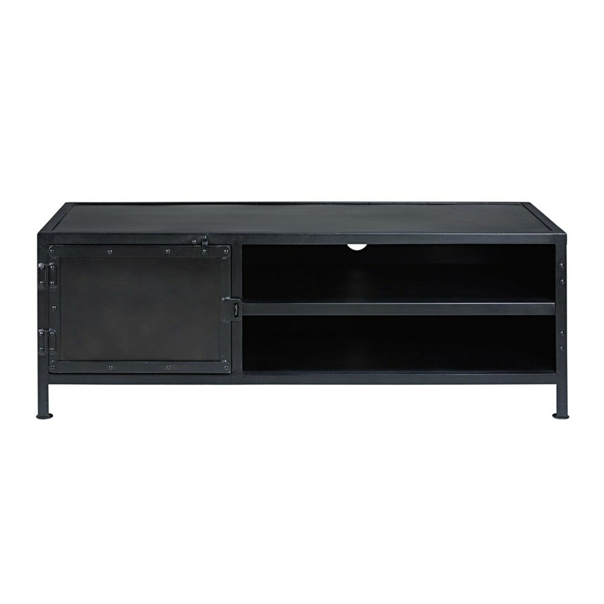 Mueble de TV industrial con 1 puerta de metal negro