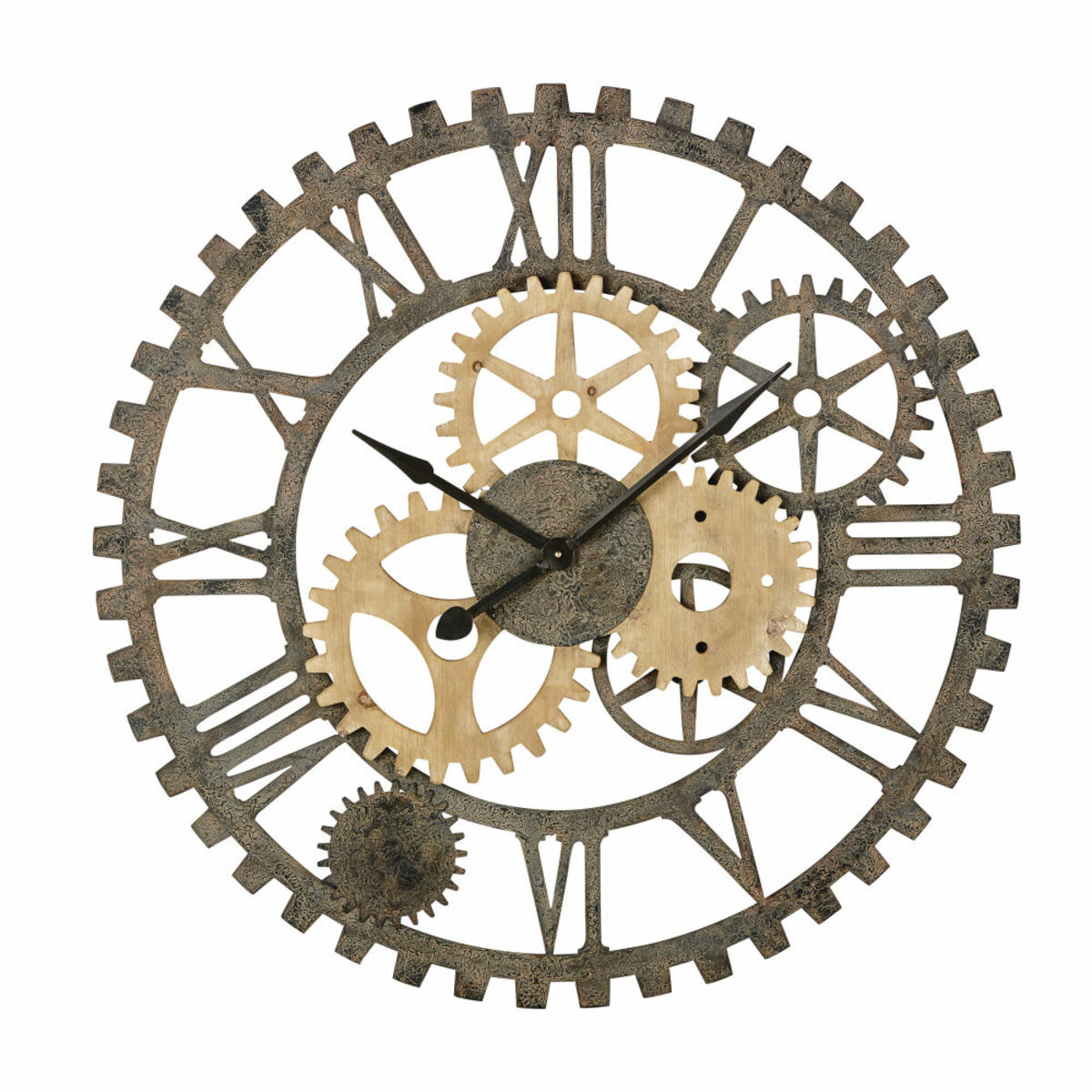 Reloj con engranajes de abeto y metal negro D.100