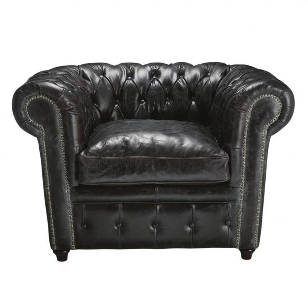 Sillón capitoné de piel negro