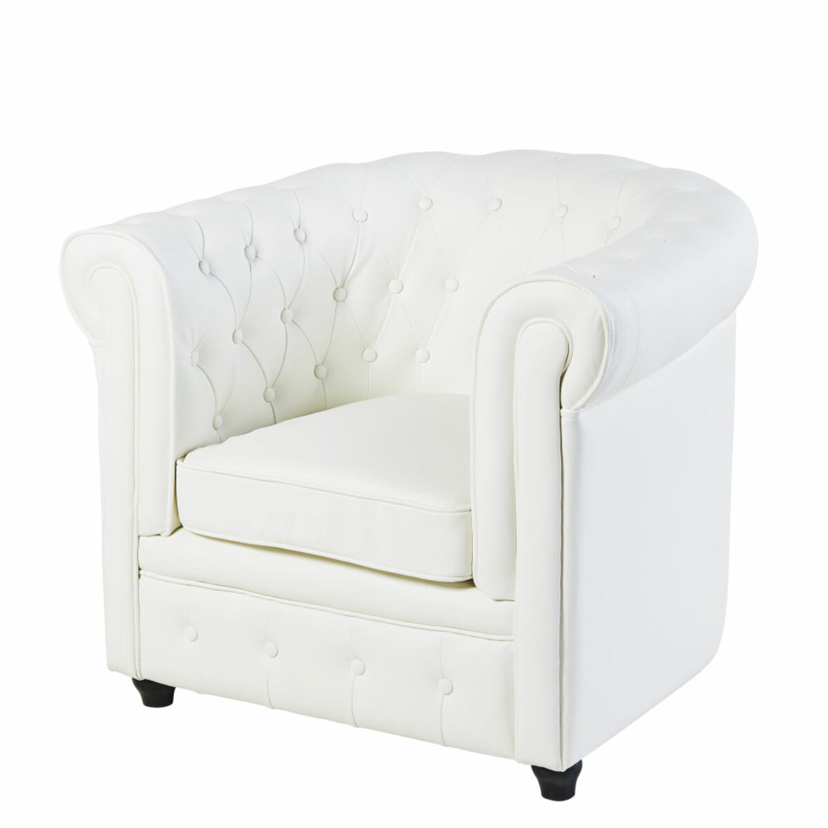 Sillón club en capitoné blanco