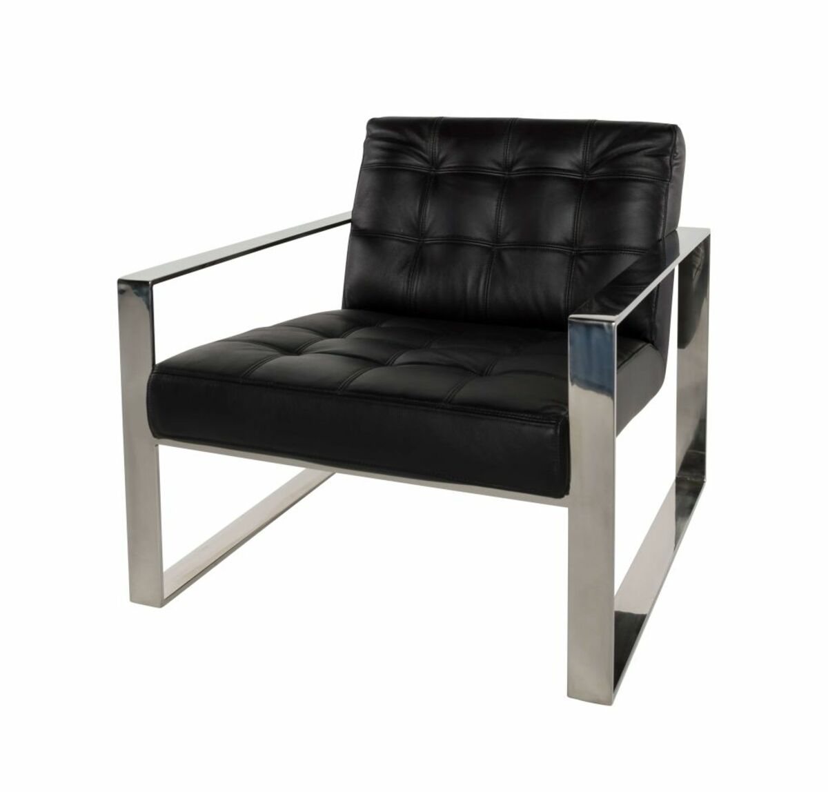 Sillón de piel negro con patas de metal cromado Niero