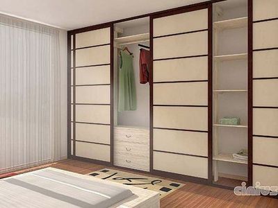 Sistema de vestidores con columnas de madera