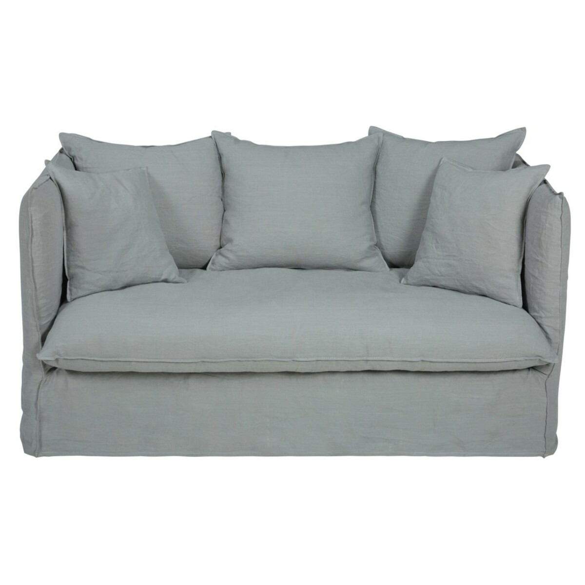Sofá cama de 2 plazas de lino lavado gris claro