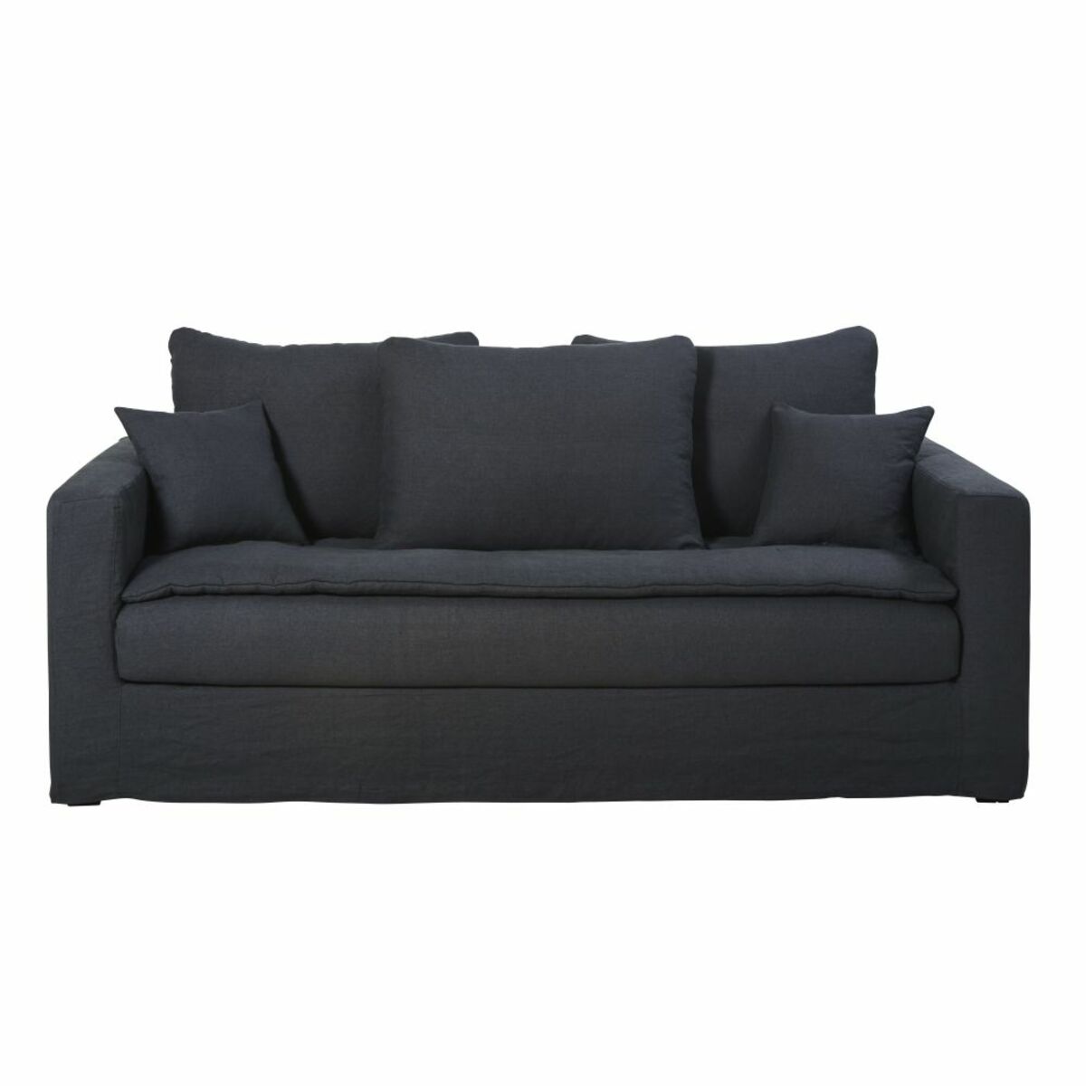 Sofá cama de 3 plazas de lino lavado gris antracita Célestin
