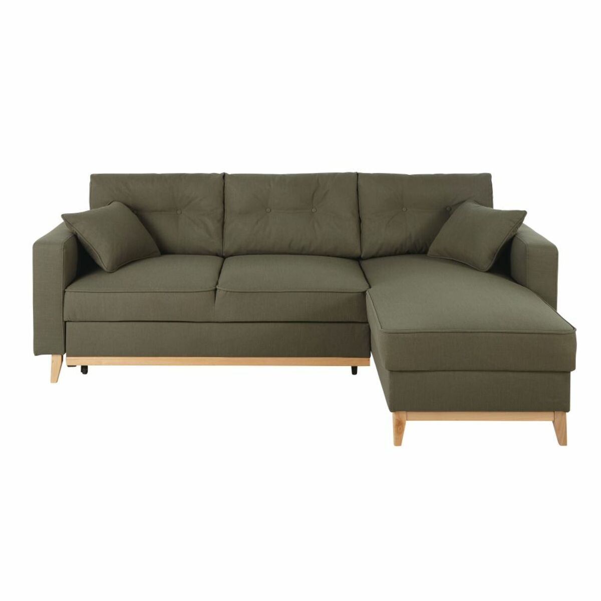 Sofá cama esquinero de 4/5 plazas verde caqui
