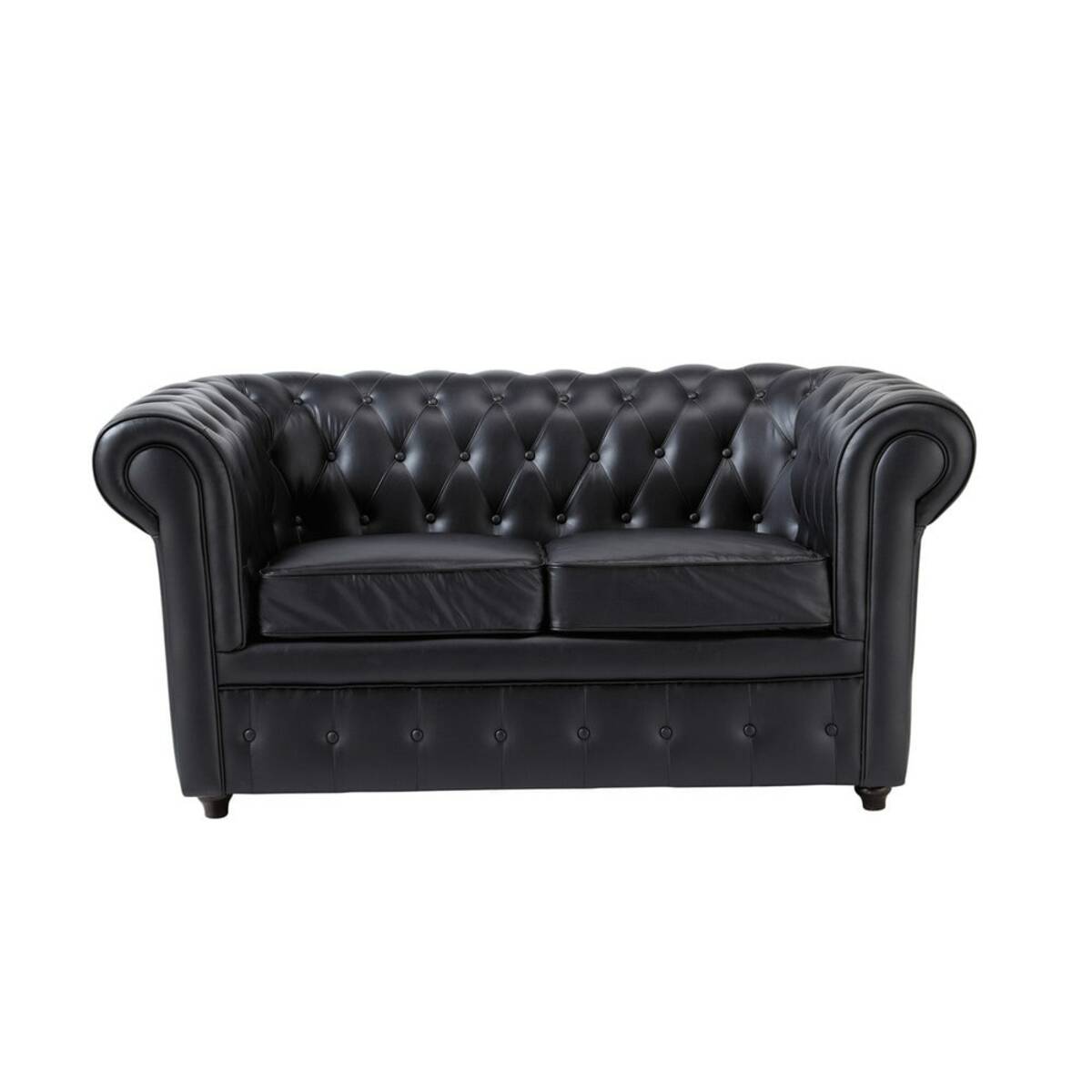 Sofá capitoné de 2 plazas negro Chesterfield