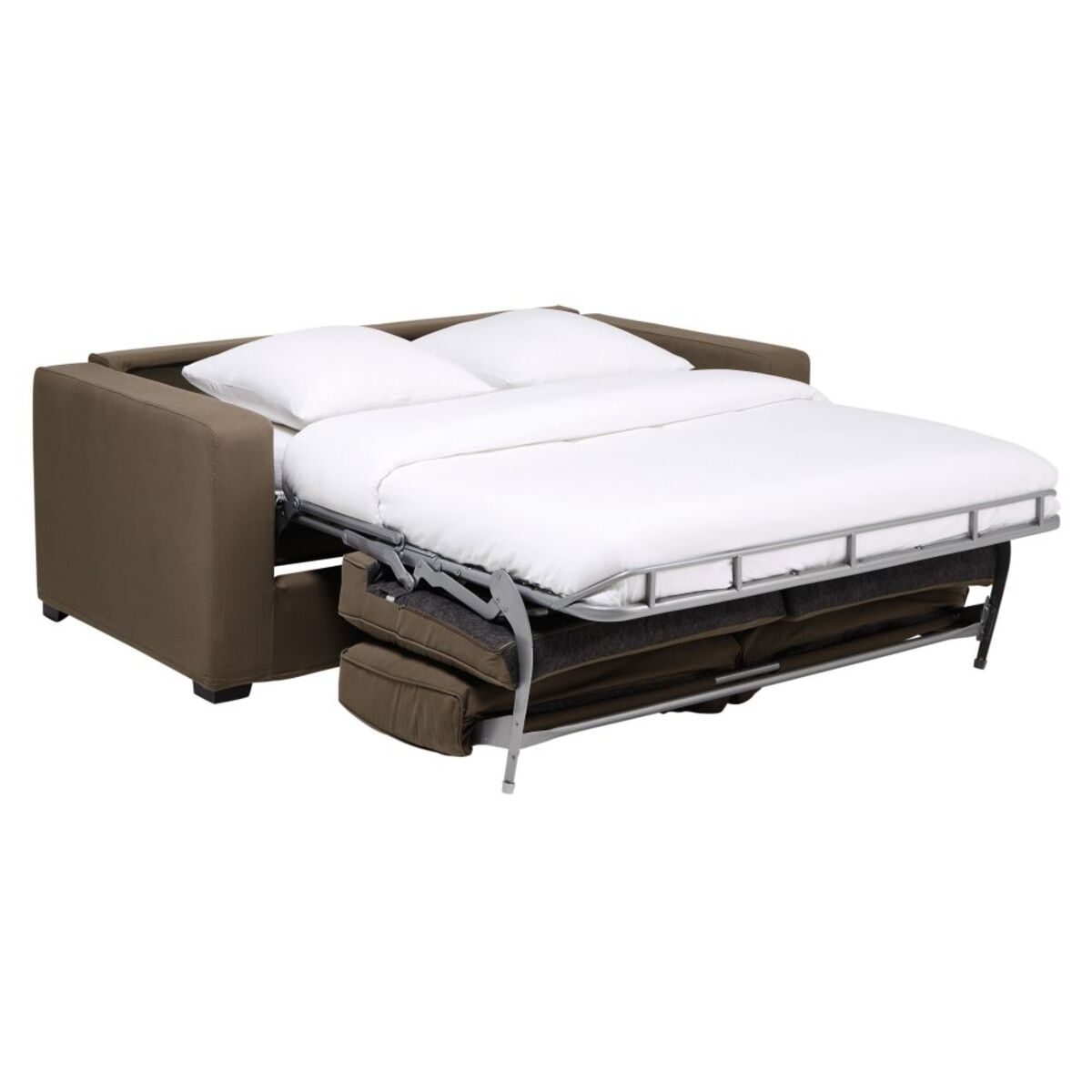 Sofá convertible de 2/3 plazas de algodón arcilla, colchón 12 cm Milano