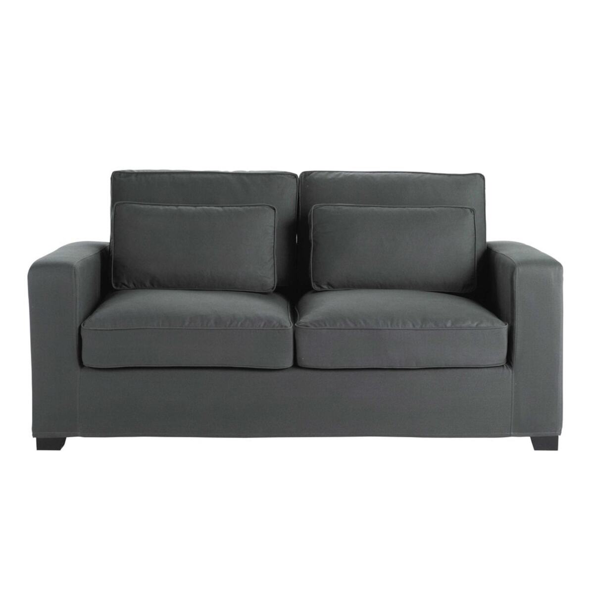 Sofá convertible de 2/3 plazas de algodón gris pizarra, colchón 12 cm Milano