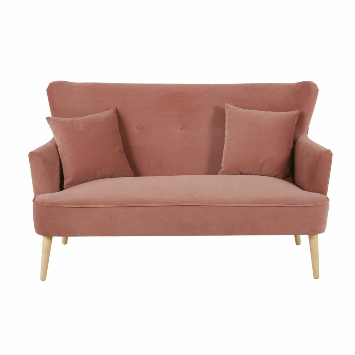 Sofá de 2 plazas de terciopelo rosa