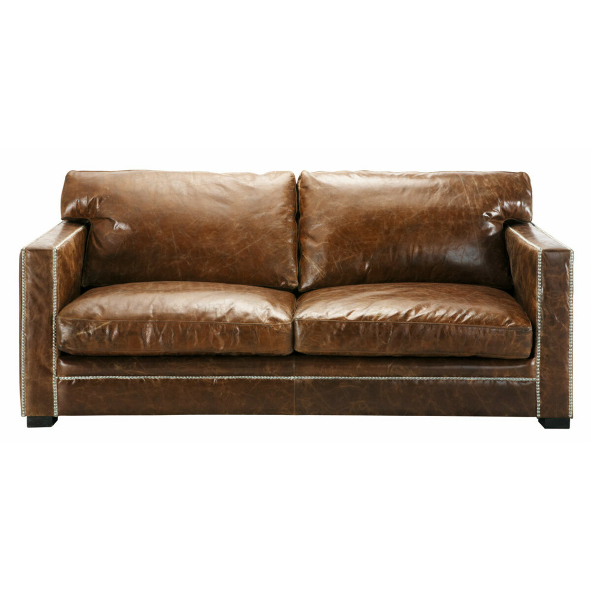 Sofá de 3/4 plazas de cuero marrón Dandy