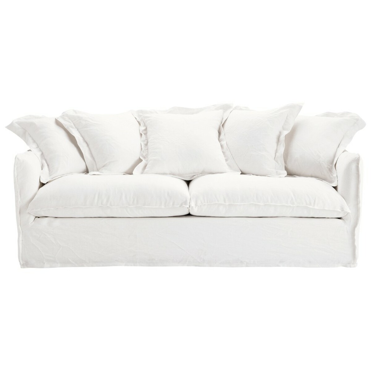 Sofá de 3/4 plazas de lino lavado blanco