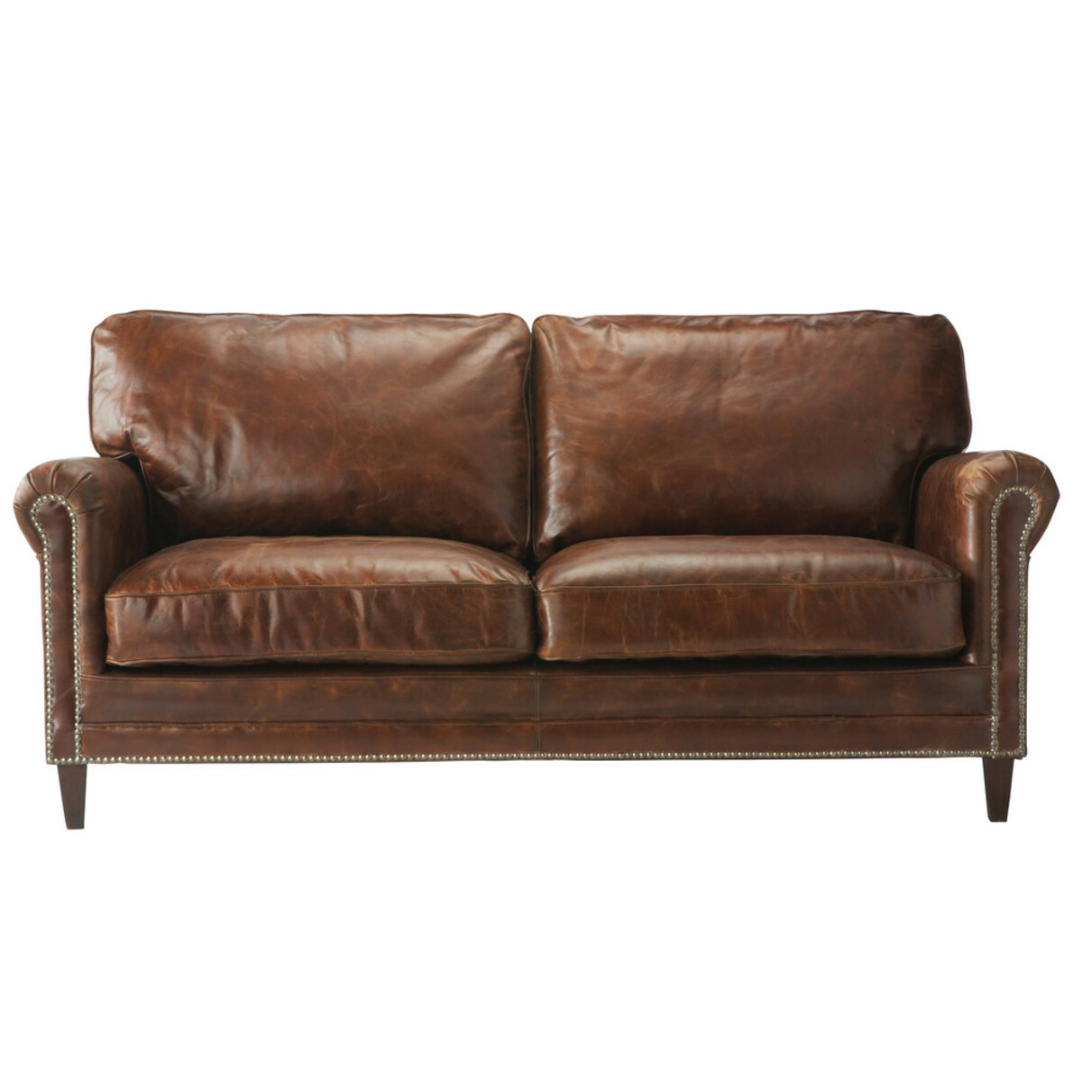 Sofá de 3 plazas de cuero marrón